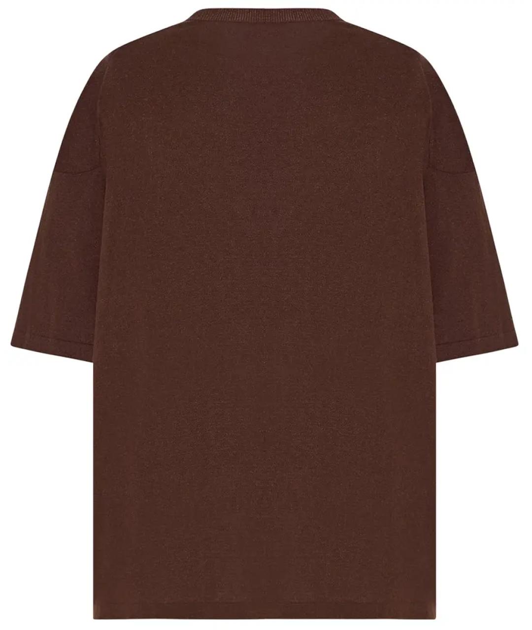 THE ROW Коричневая шелковая футболка, фото 2