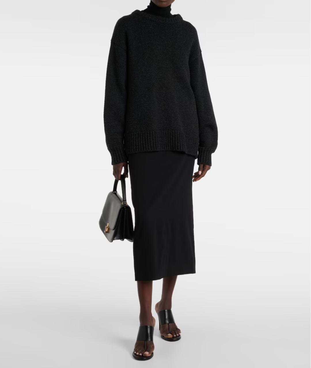 THE ROW Черная шерстяная юбка миди, фото 2