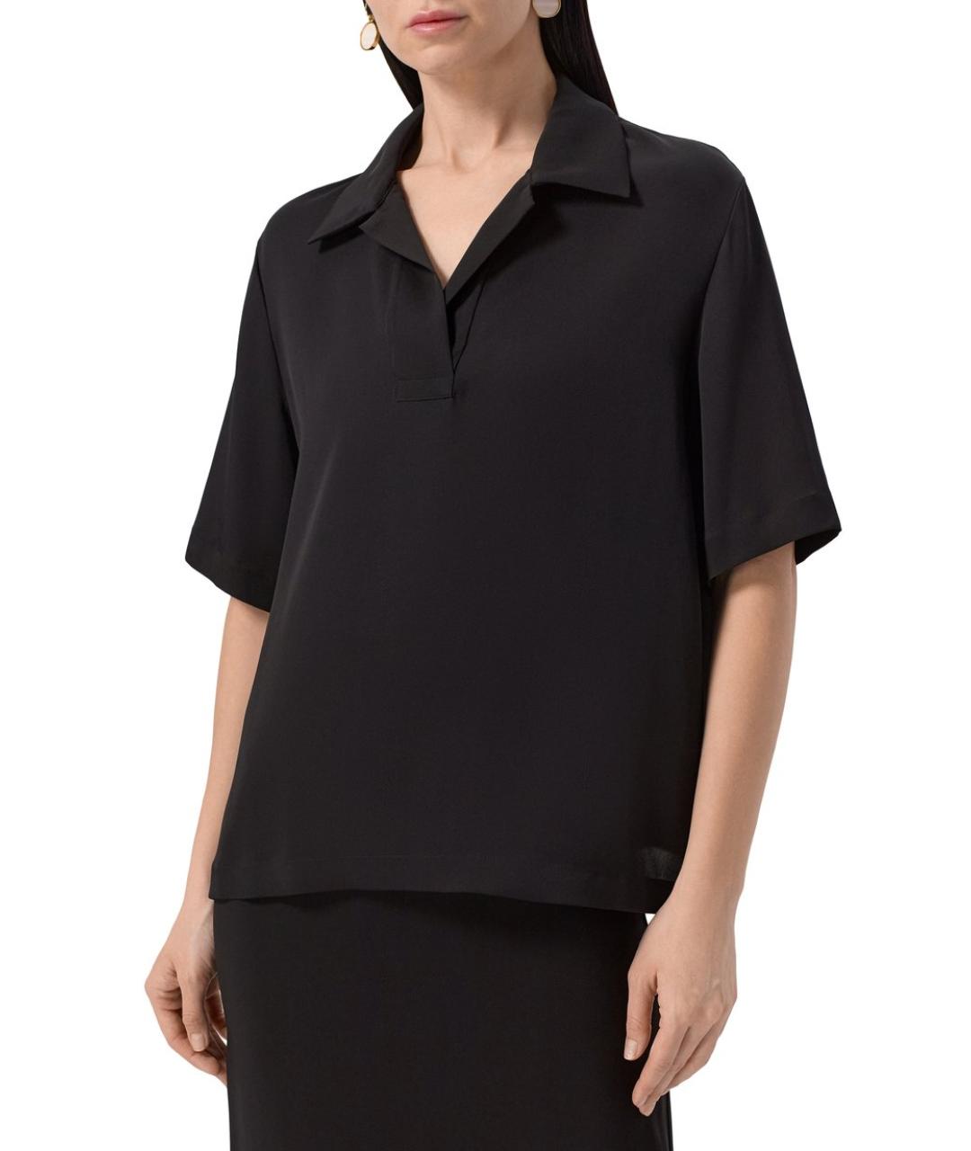 THEORY Черная шелковая блузы, фото 3