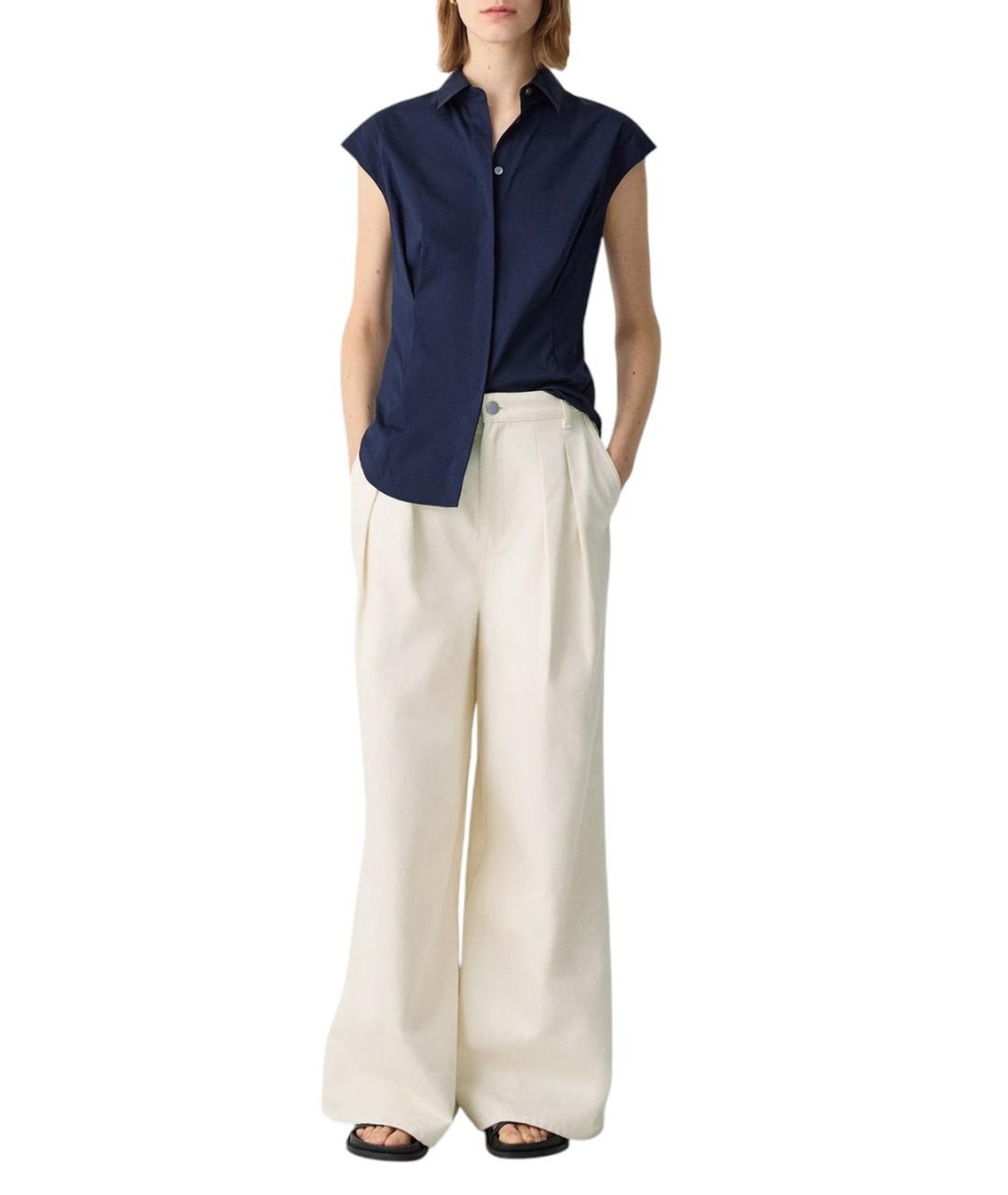 THEORY Белые хлопковые прямые джинсы, фото 3