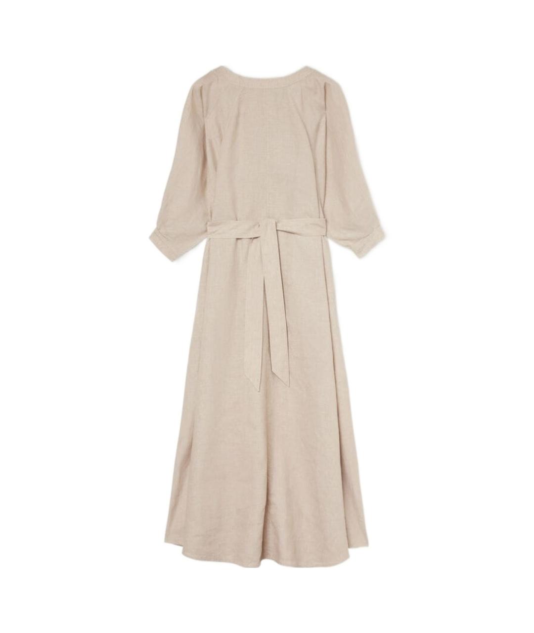 LORO PIANA Бежевое льняное повседневное платье, фото 1