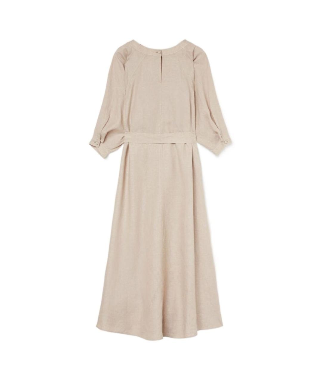 LORO PIANA Бежевое льняное повседневное платье, фото 3
