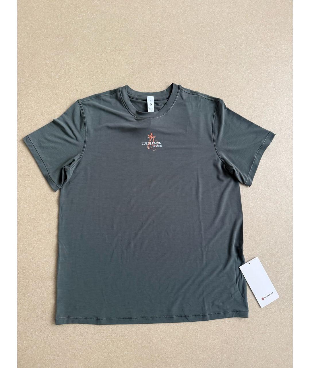 Lululemon Хаки полиэстеровая футболка, фото 4
