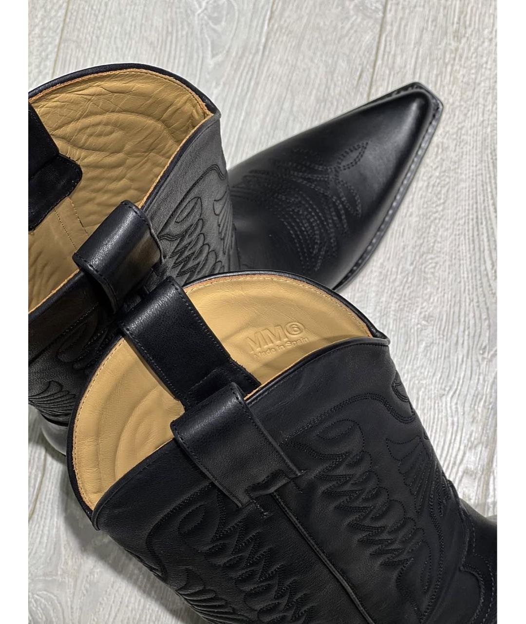 MM6 MAISON MARGIELA Черные кожаные полусапоги, фото 3