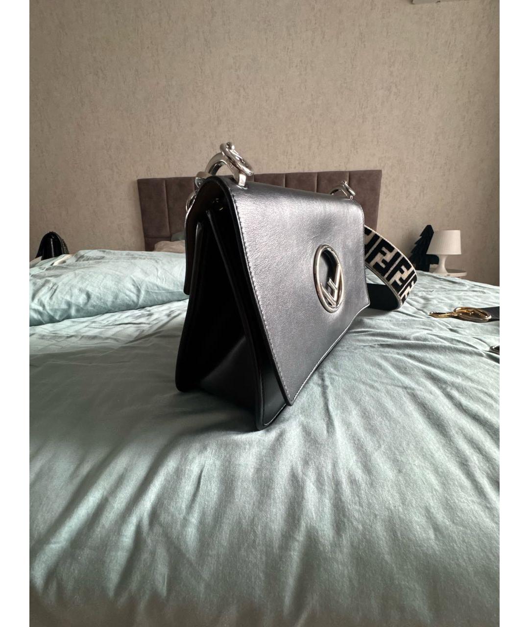 FENDI Черная кожаная сумка через плечо, фото 2