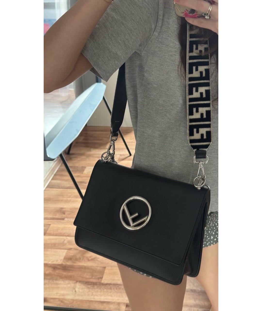 FENDI Черная кожаная сумка через плечо, фото 5