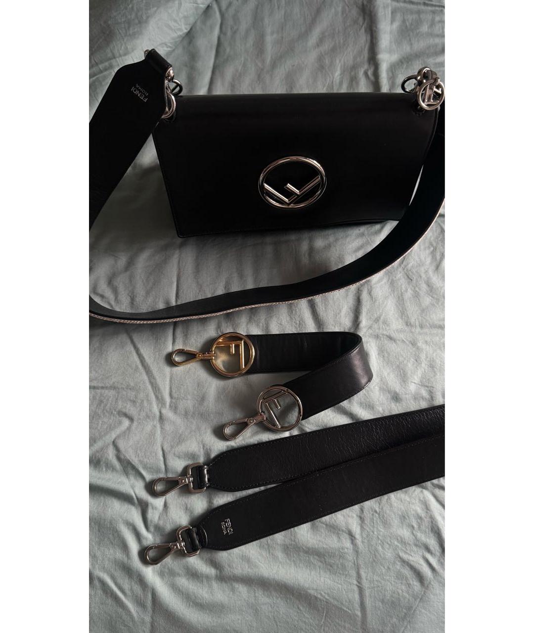 FENDI Черная кожаная сумка через плечо, фото 6