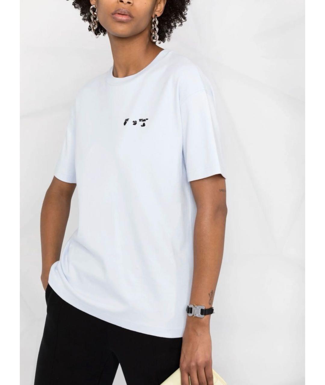 OFF-WHITE Голубая хлопковая футболка, фото 2