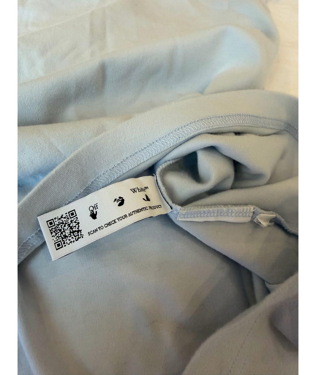 OFF-WHITE Голубая хлопковая футболка, фото 5