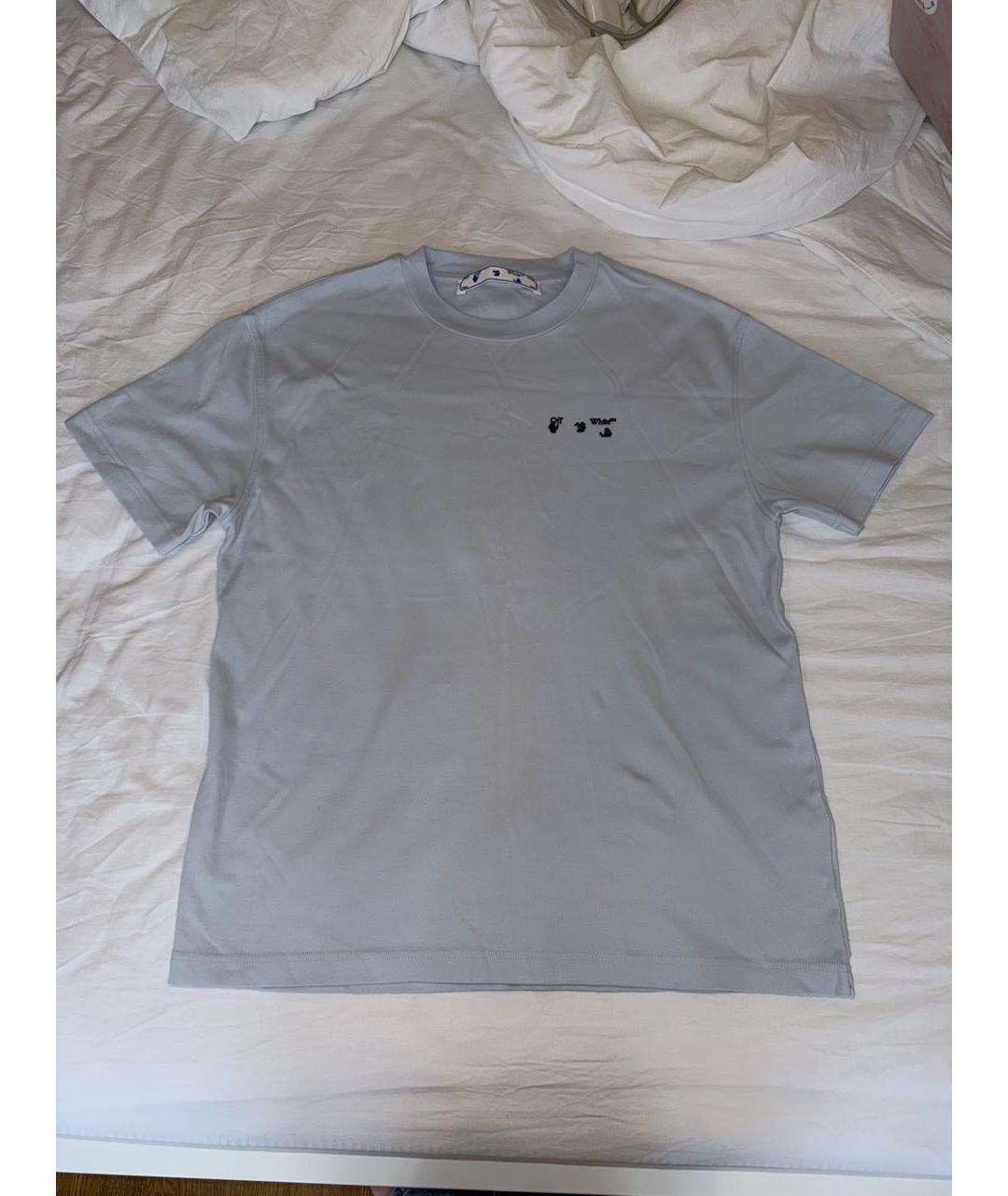 OFF-WHITE Голубая хлопковая футболка, фото 7