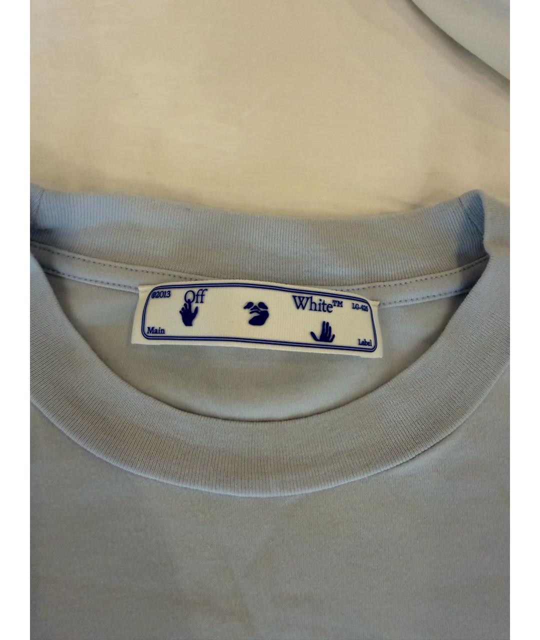 OFF-WHITE Голубая хлопковая футболка, фото 4