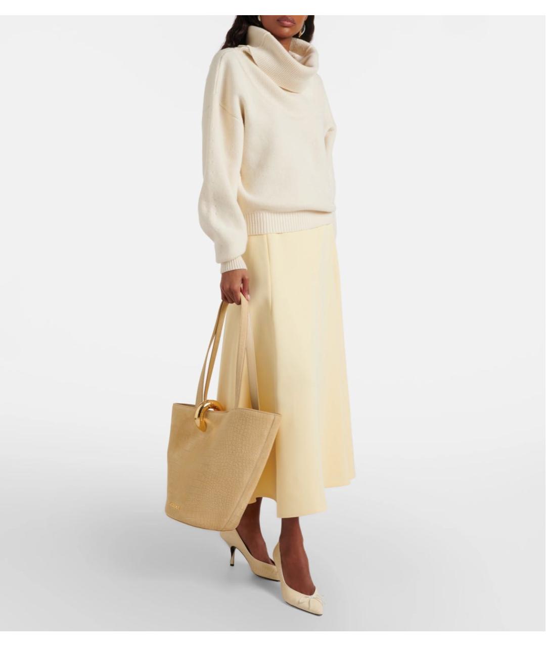 JACQUEMUS Бежевая замшевая сумка тоут, фото 6