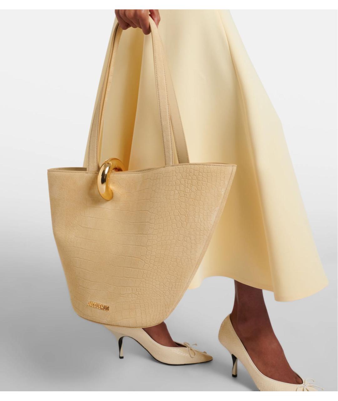 JACQUEMUS Бежевая замшевая сумка тоут, фото 4