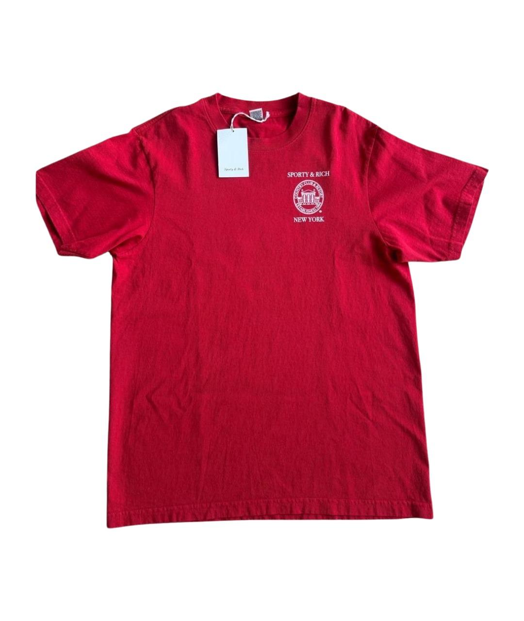 SPORTY AND RICH Красная хлопковая футболка, фото 1