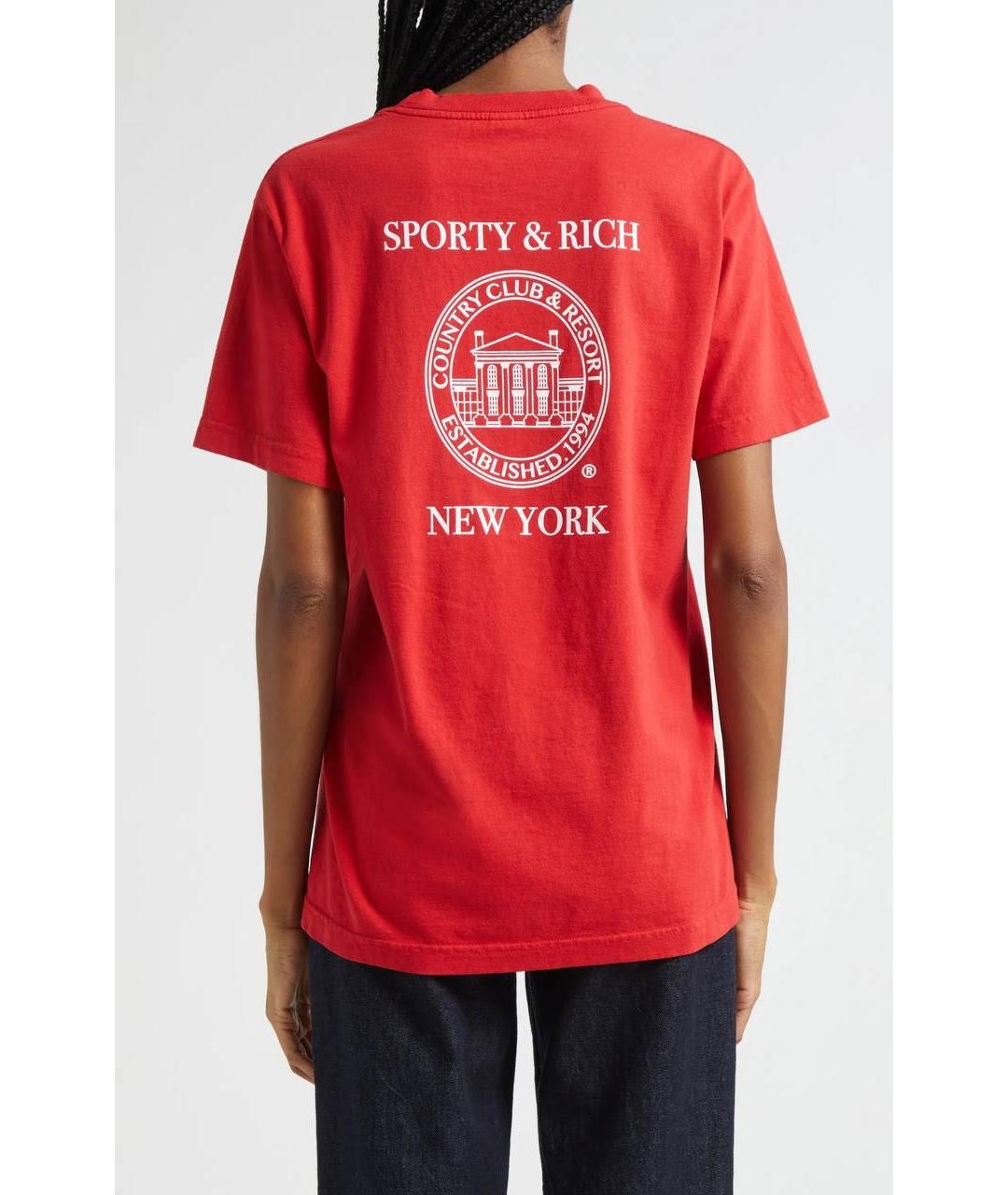 SPORTY AND RICH Красная хлопковая футболка, фото 3