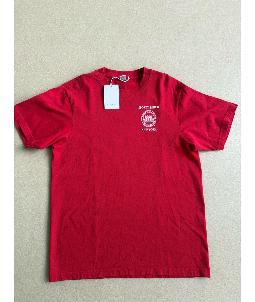 SPORTY AND RICH Красная хлопковая футболка, фото 4