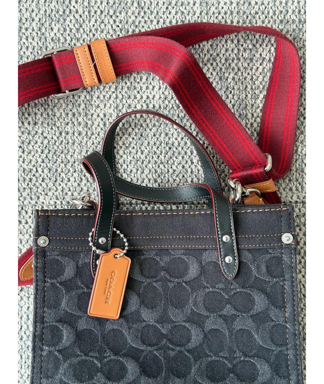 COACH Черная тканевая сумка тоут, фото 6