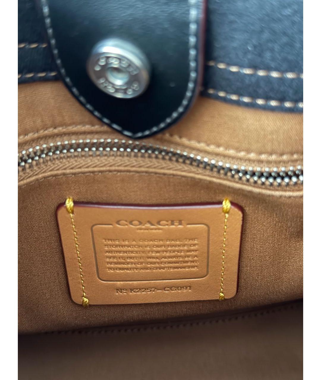 COACH Черная тканевая сумка тоут, фото 5