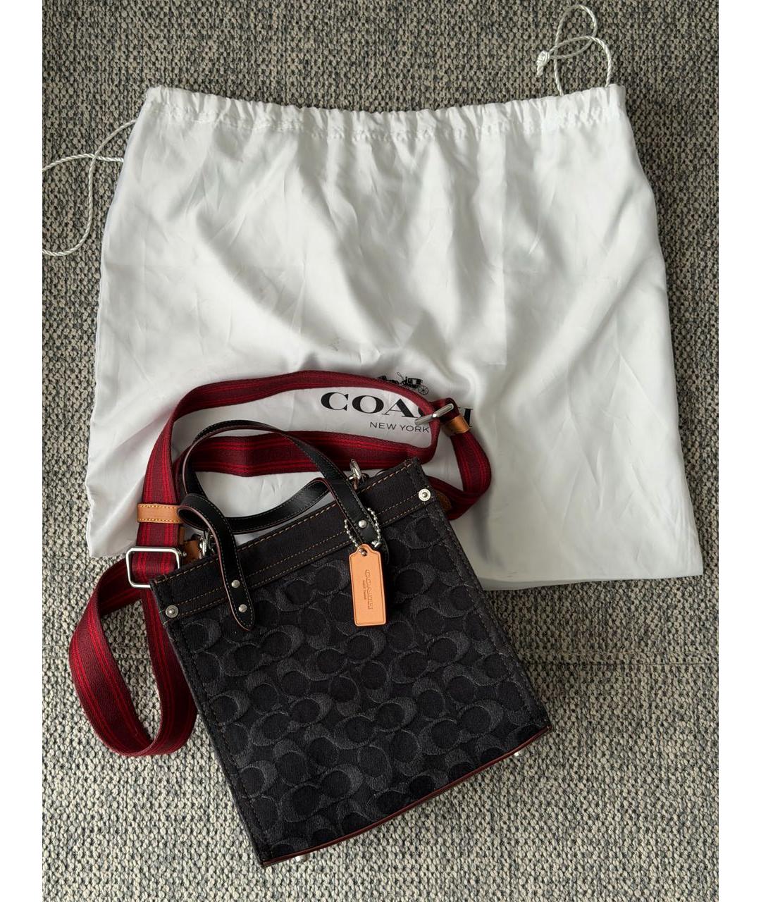 COACH Черная тканевая сумка тоут, фото 3