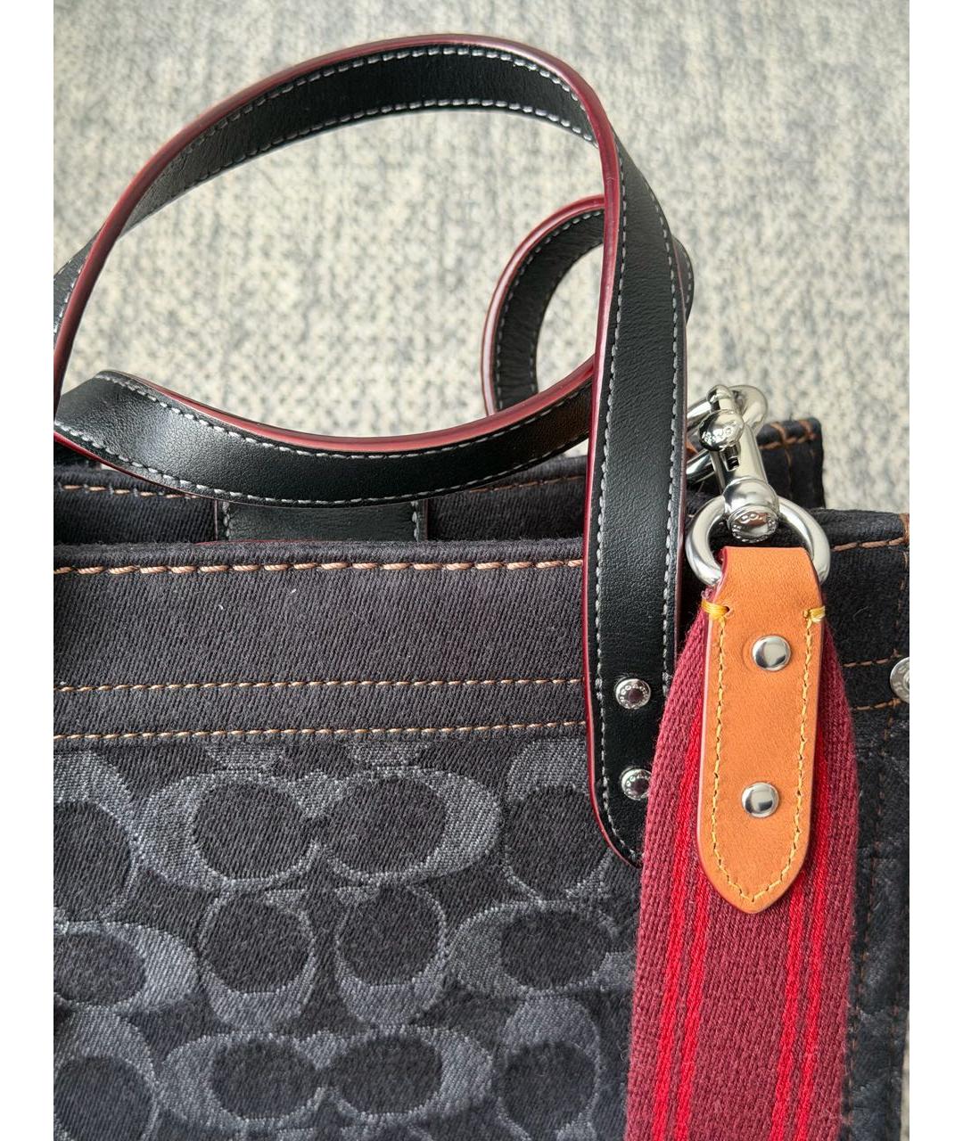COACH Черная тканевая сумка тоут, фото 7