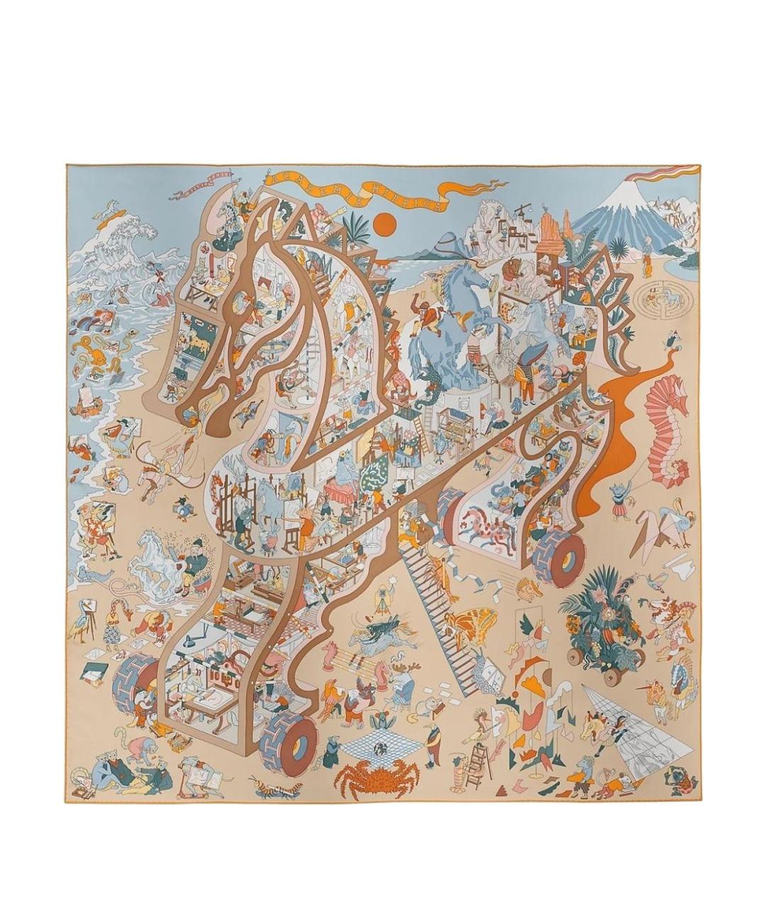 HERMES Мульти шелковый платок, фото 1