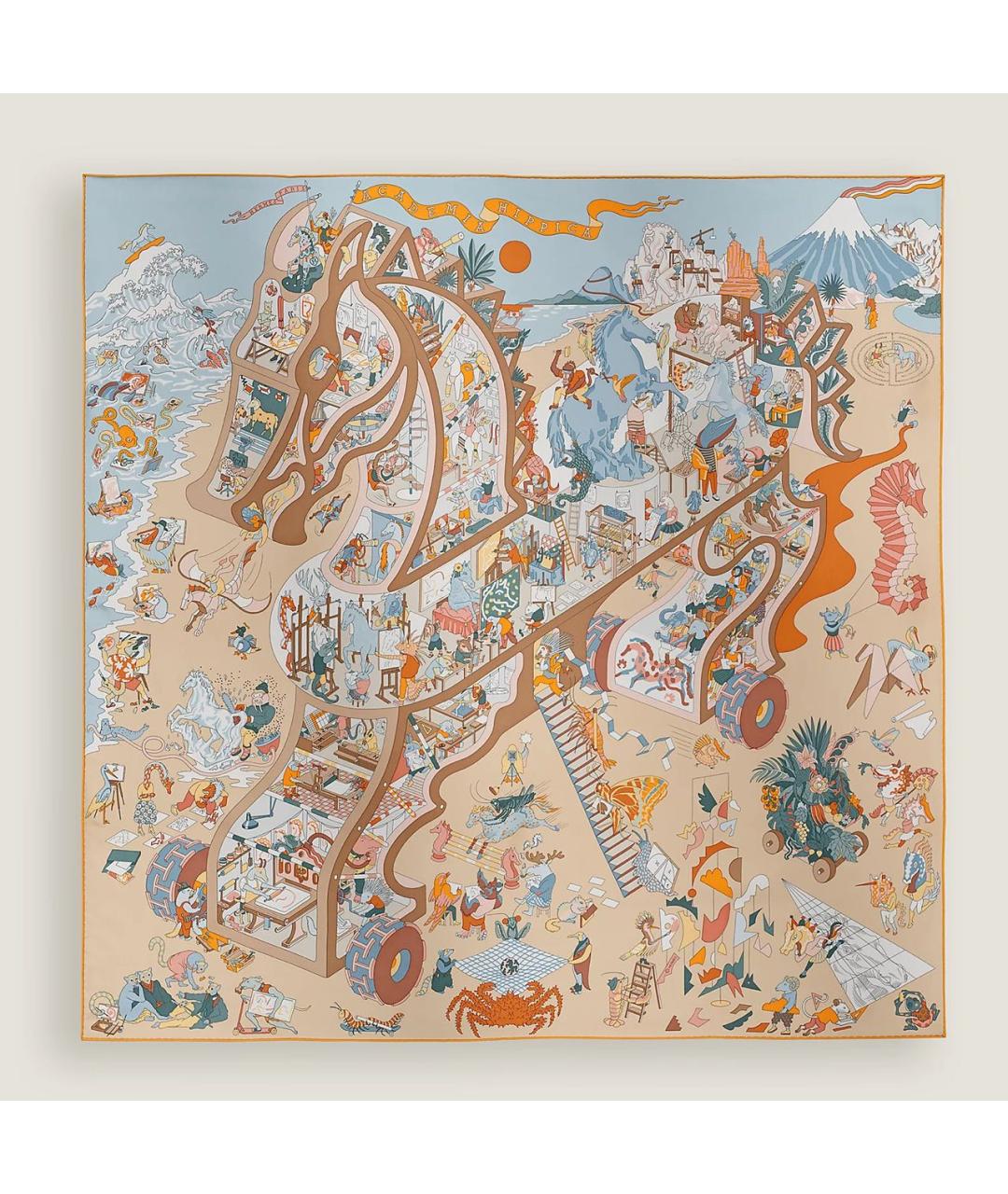 HERMES Мульти шелковый платок, фото 5