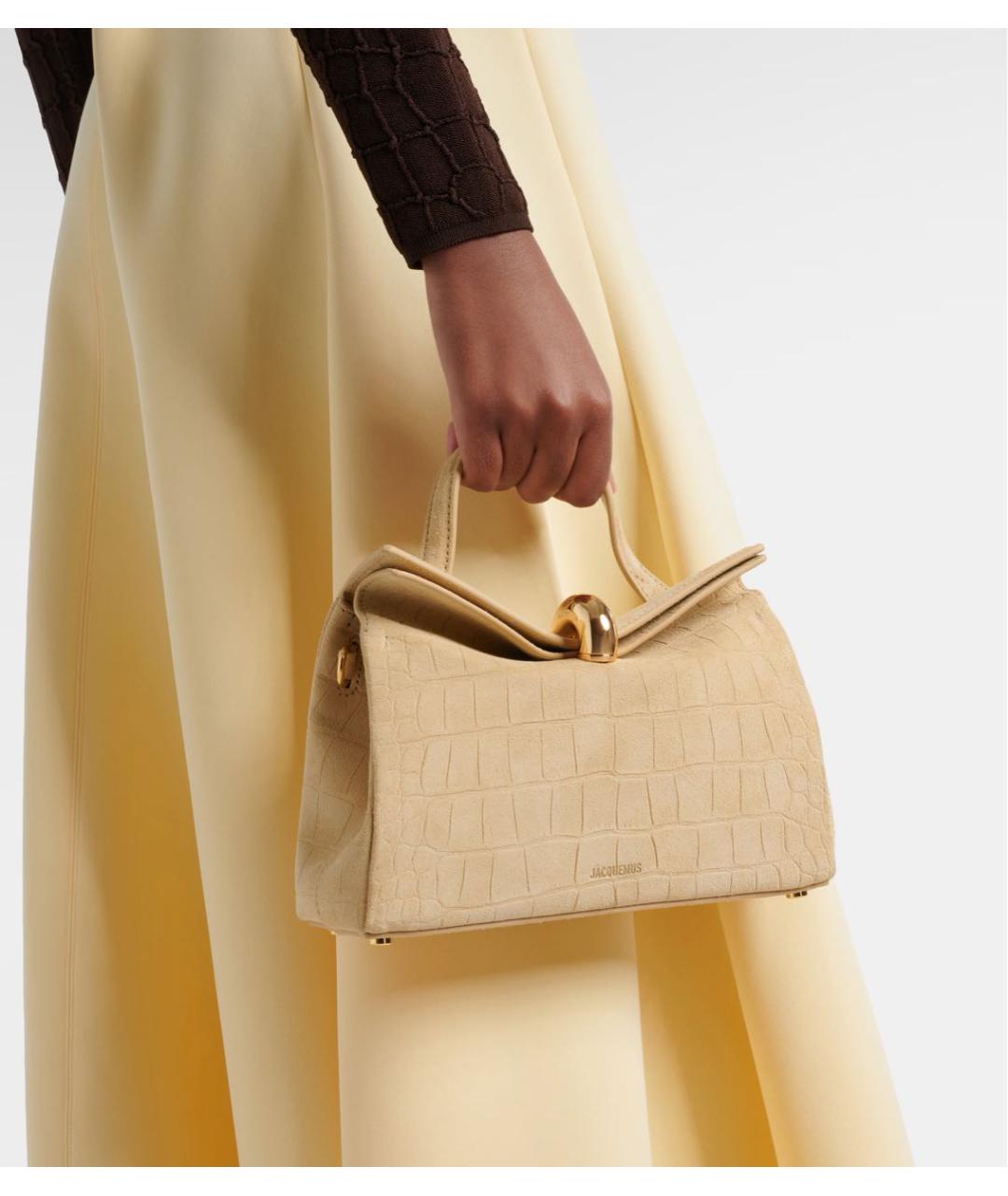 JACQUEMUS Бежевая замшевая сумка тоут, фото 4