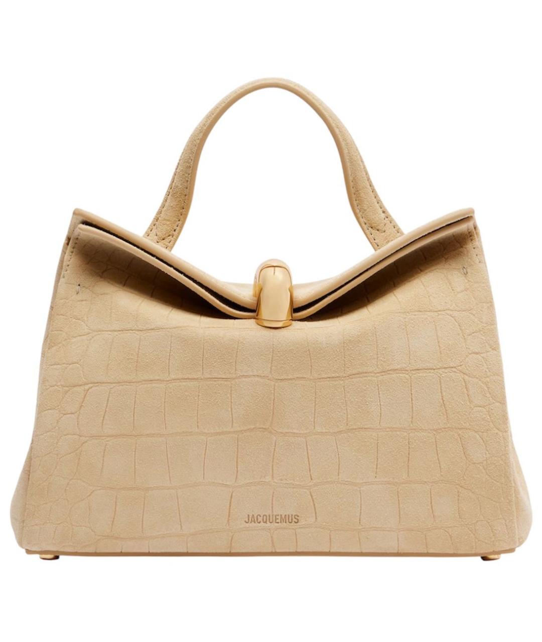 JACQUEMUS Бежевая замшевая сумка тоут, фото 1