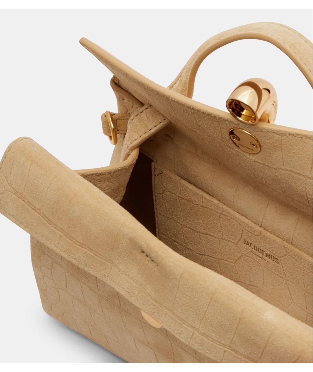 JACQUEMUS Бежевая замшевая сумка тоут, фото 3