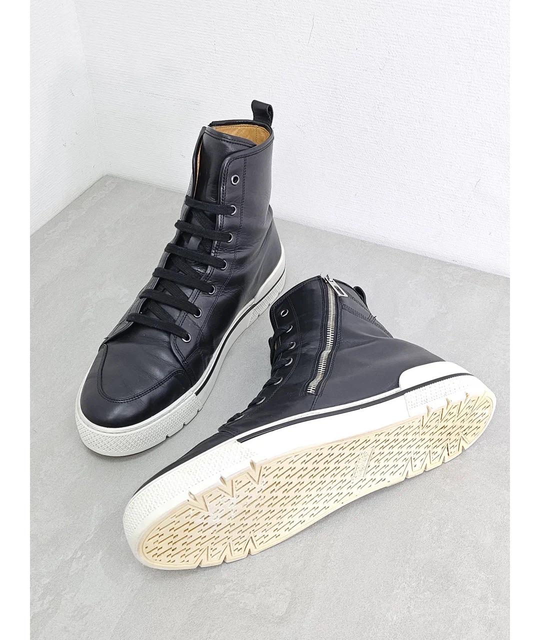 HERMES Черные кожаные высокие кроссовки / кеды, фото 7