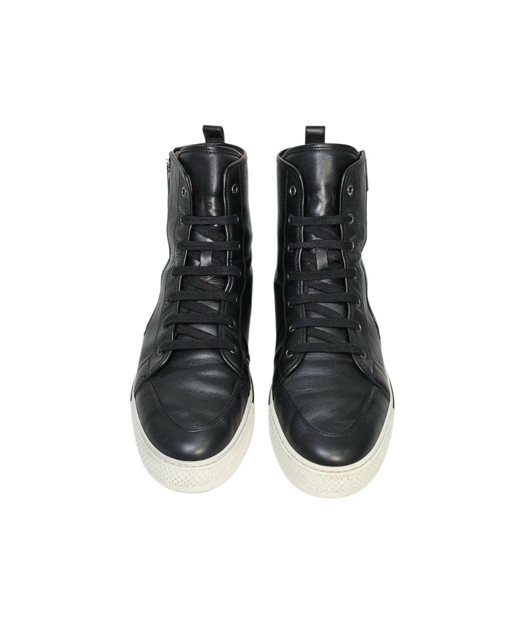 HERMES Черные кожаные высокие кроссовки / кеды, фото 2