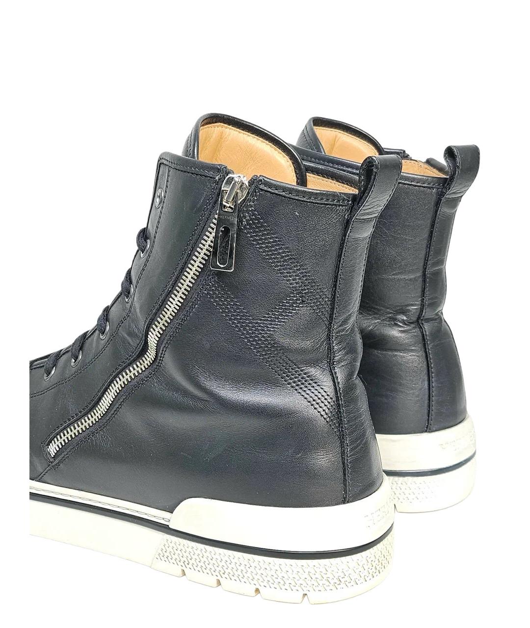 HERMES Черные кожаные высокие кроссовки / кеды, фото 5