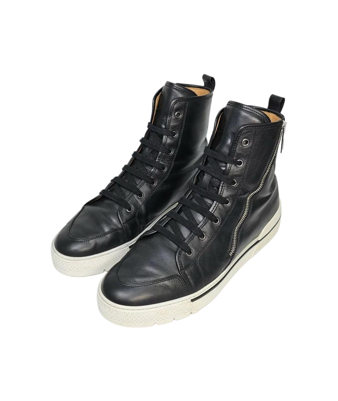 HERMES Черные кожаные высокие кроссовки / кеды, фото 3