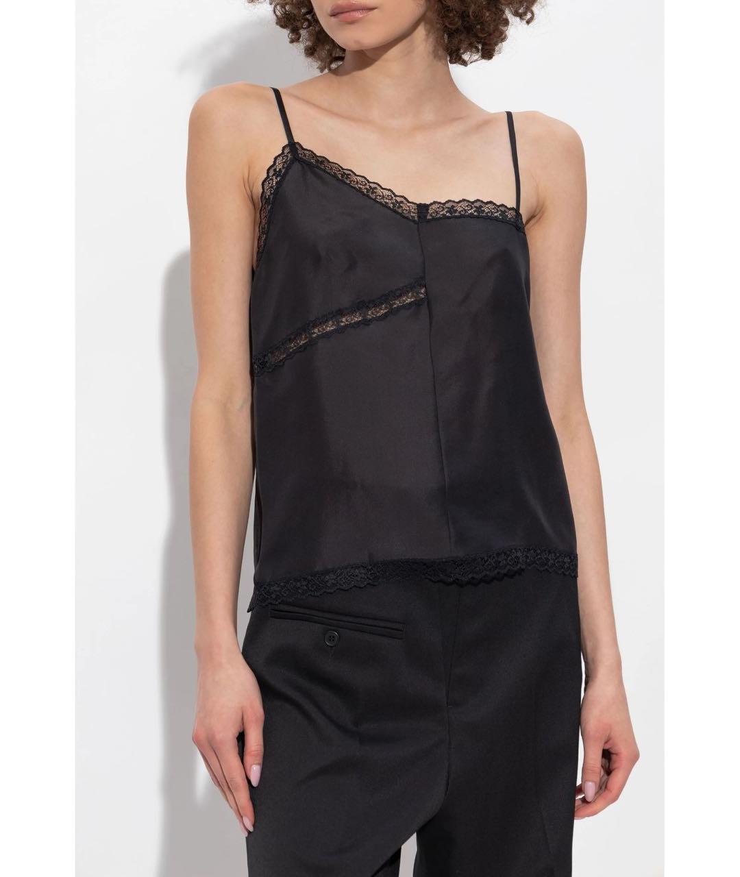 MM6 MAISON MARGIELA Черная шелковая майка, фото 2
