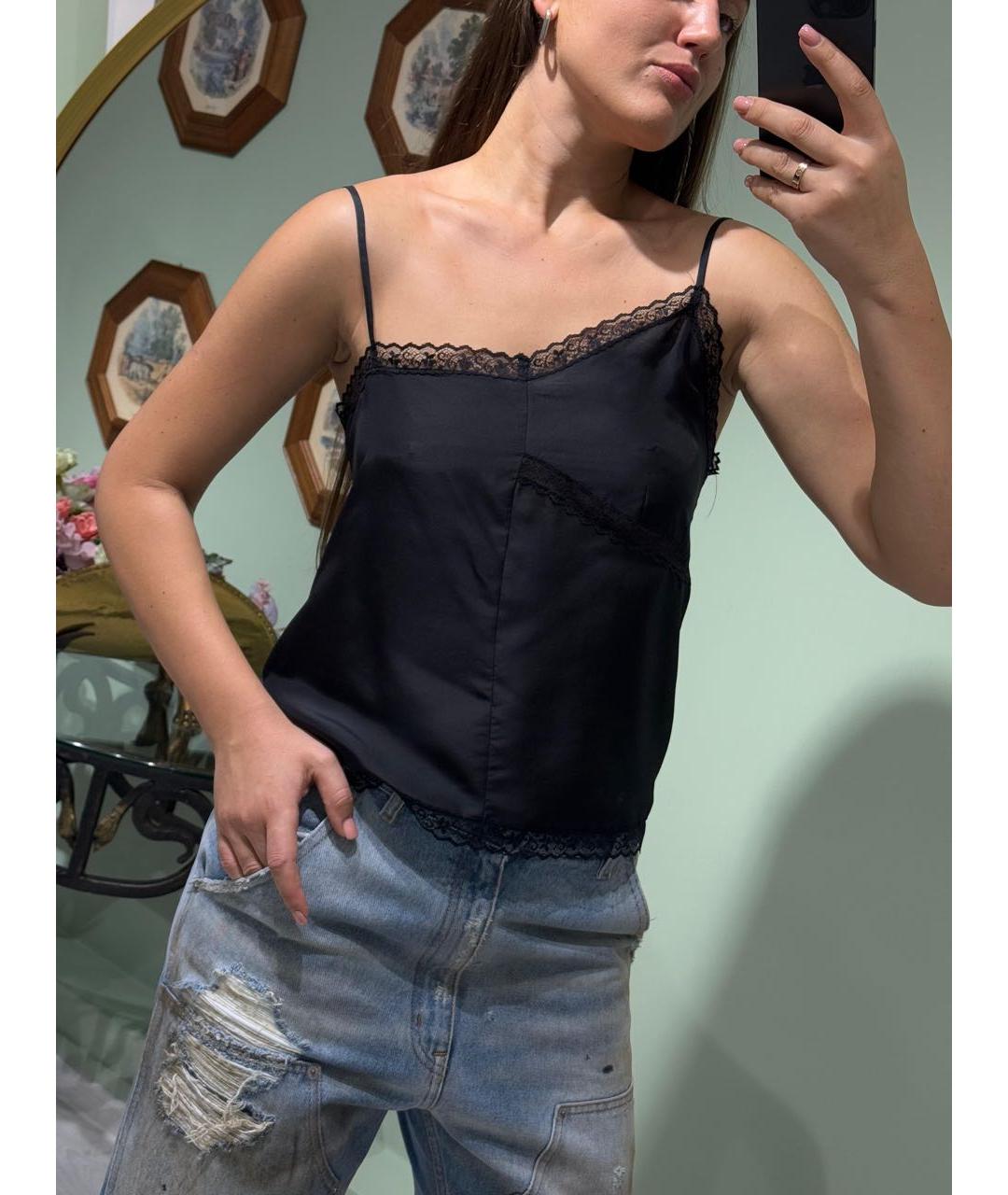 MM6 MAISON MARGIELA Черная шелковая майка, фото 8