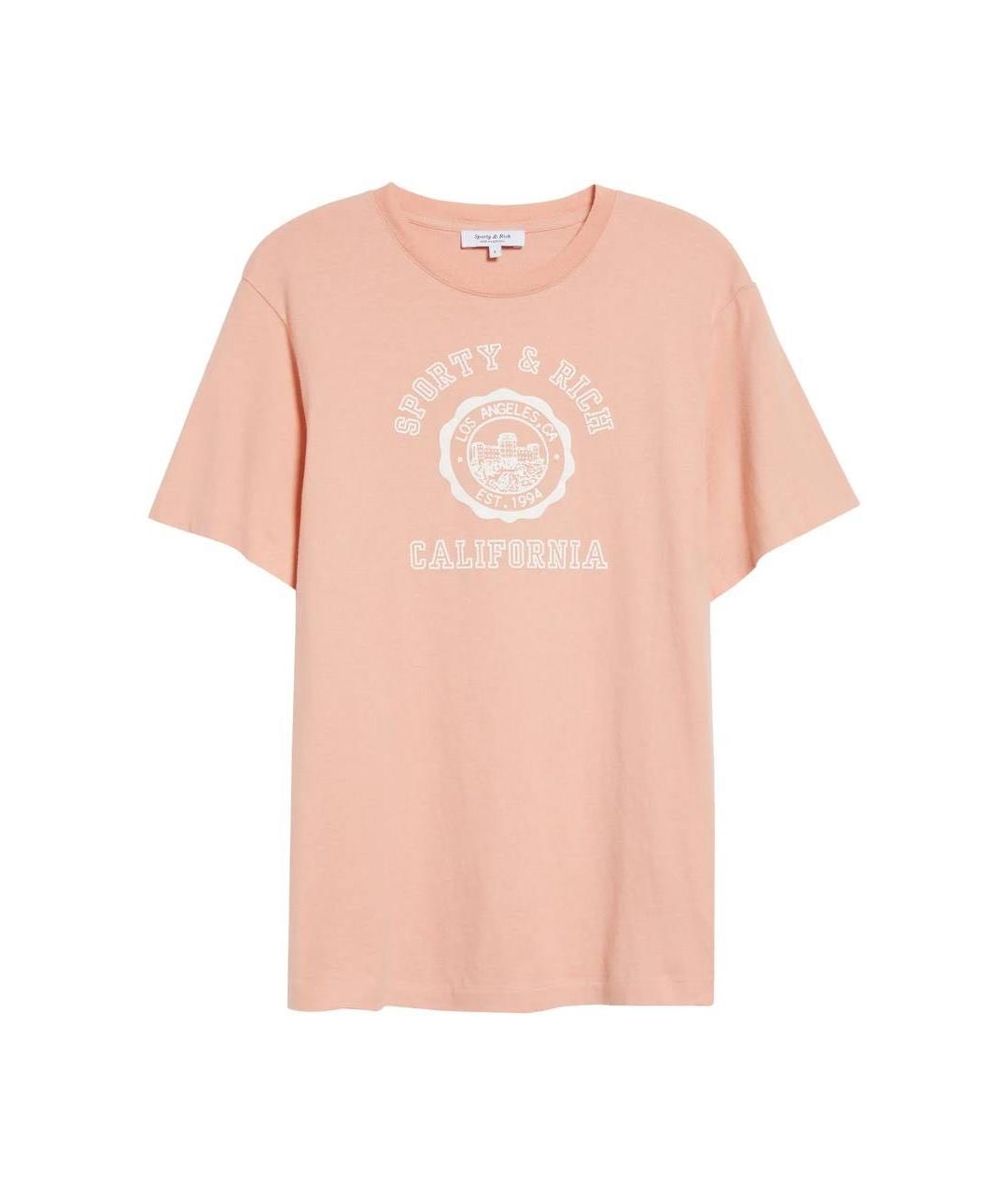 SPORTY AND RICH Коралловая хлопковая футболка, фото 2