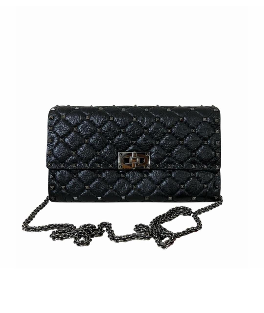 VALENTINO Черная кожаная сумка через плечо, фото 1