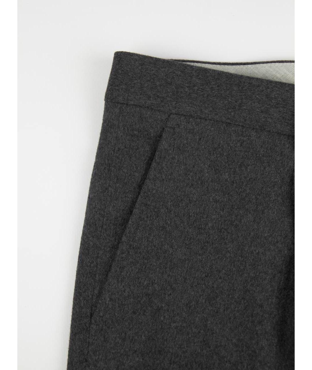 BRUNELLO CUCINELLI Серые шерстяные повседневные брюки, фото 7