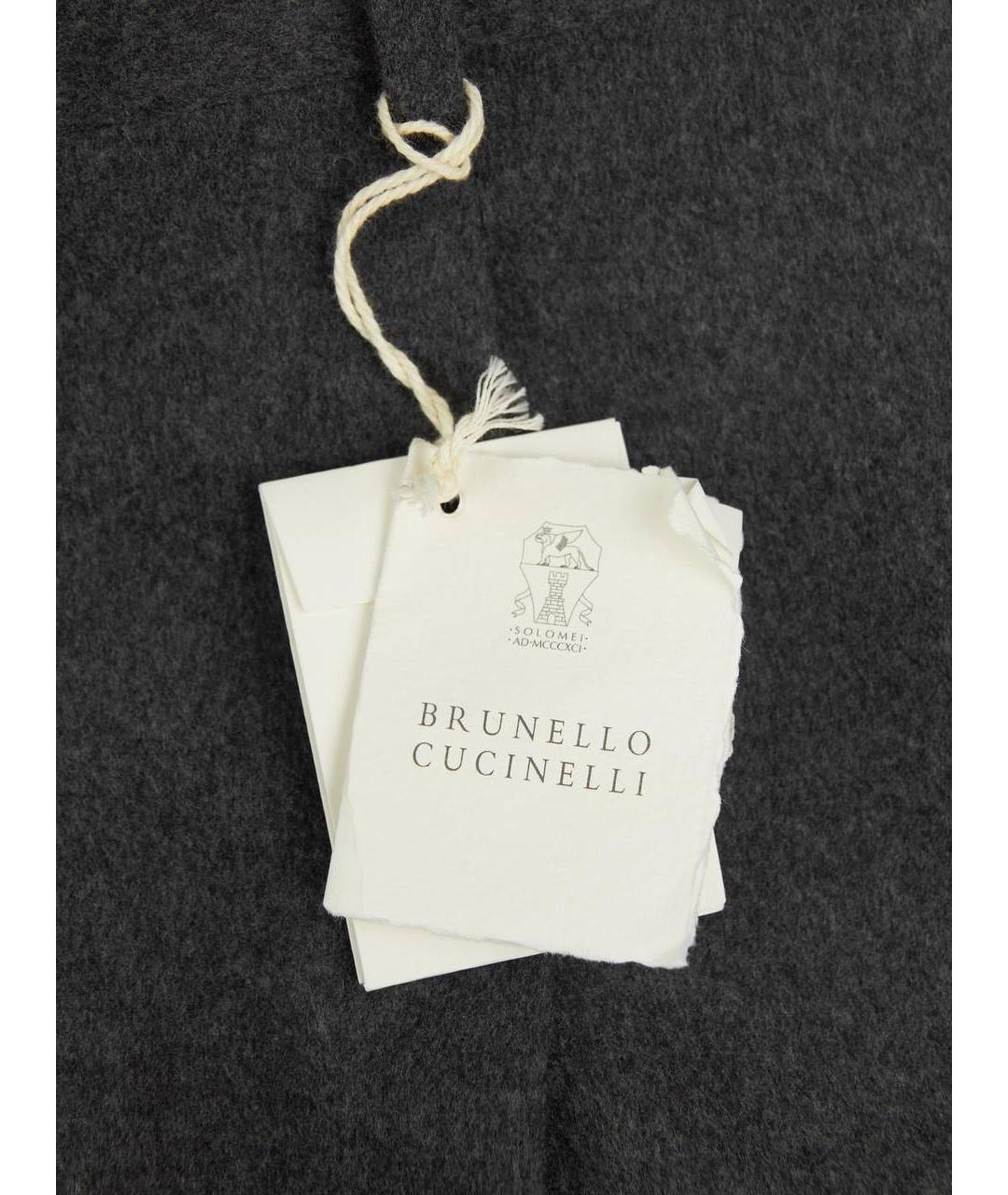 BRUNELLO CUCINELLI Серые шерстяные повседневные брюки, фото 4