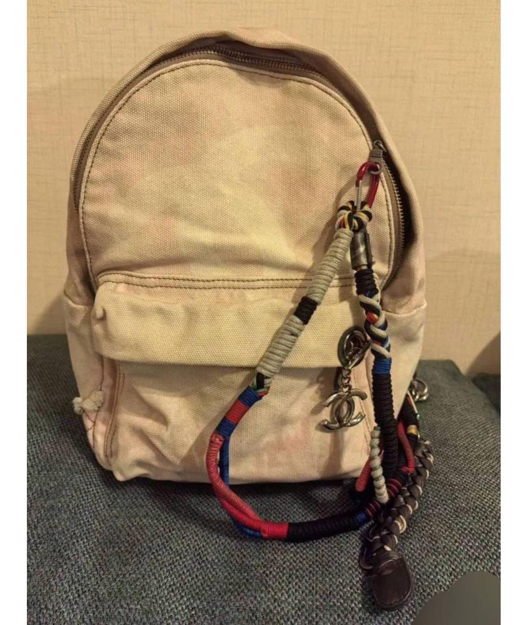CHANEL Бежевый тканевый рюкзак, фото 7