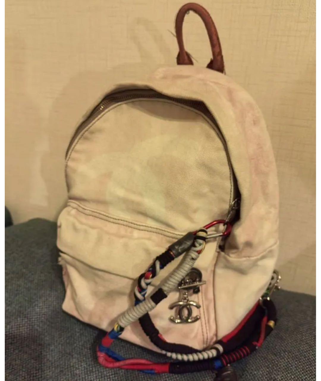 CHANEL Бежевый тканевый рюкзак, фото 2