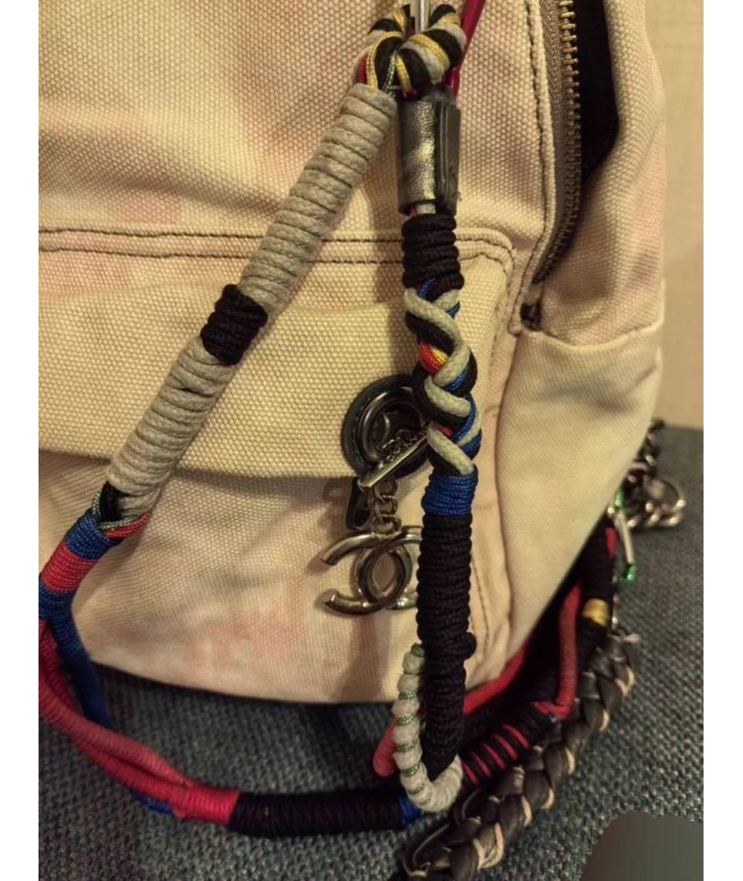 CHANEL Бежевый тканевый рюкзак, фото 5