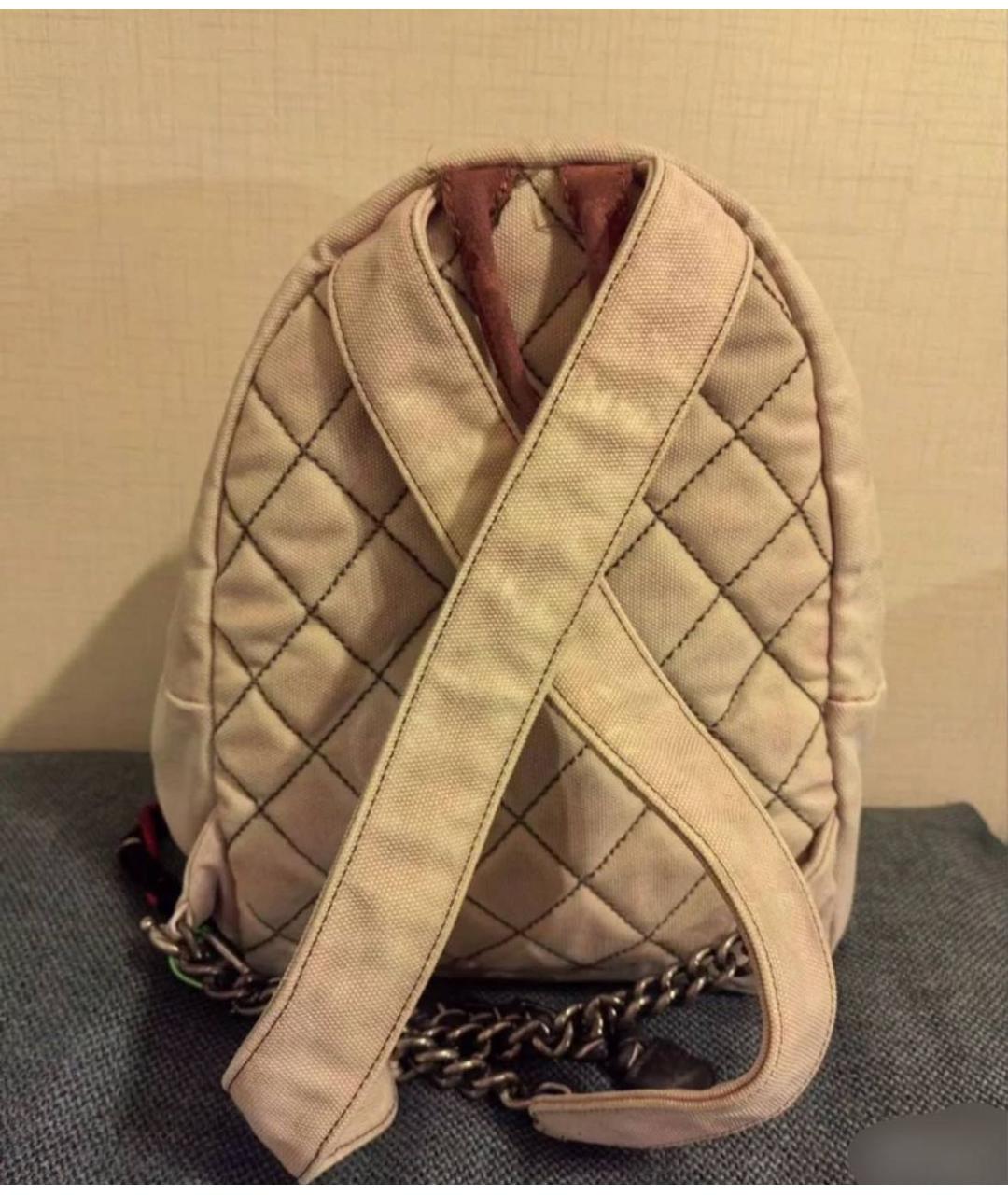 CHANEL Бежевый тканевый рюкзак, фото 3
