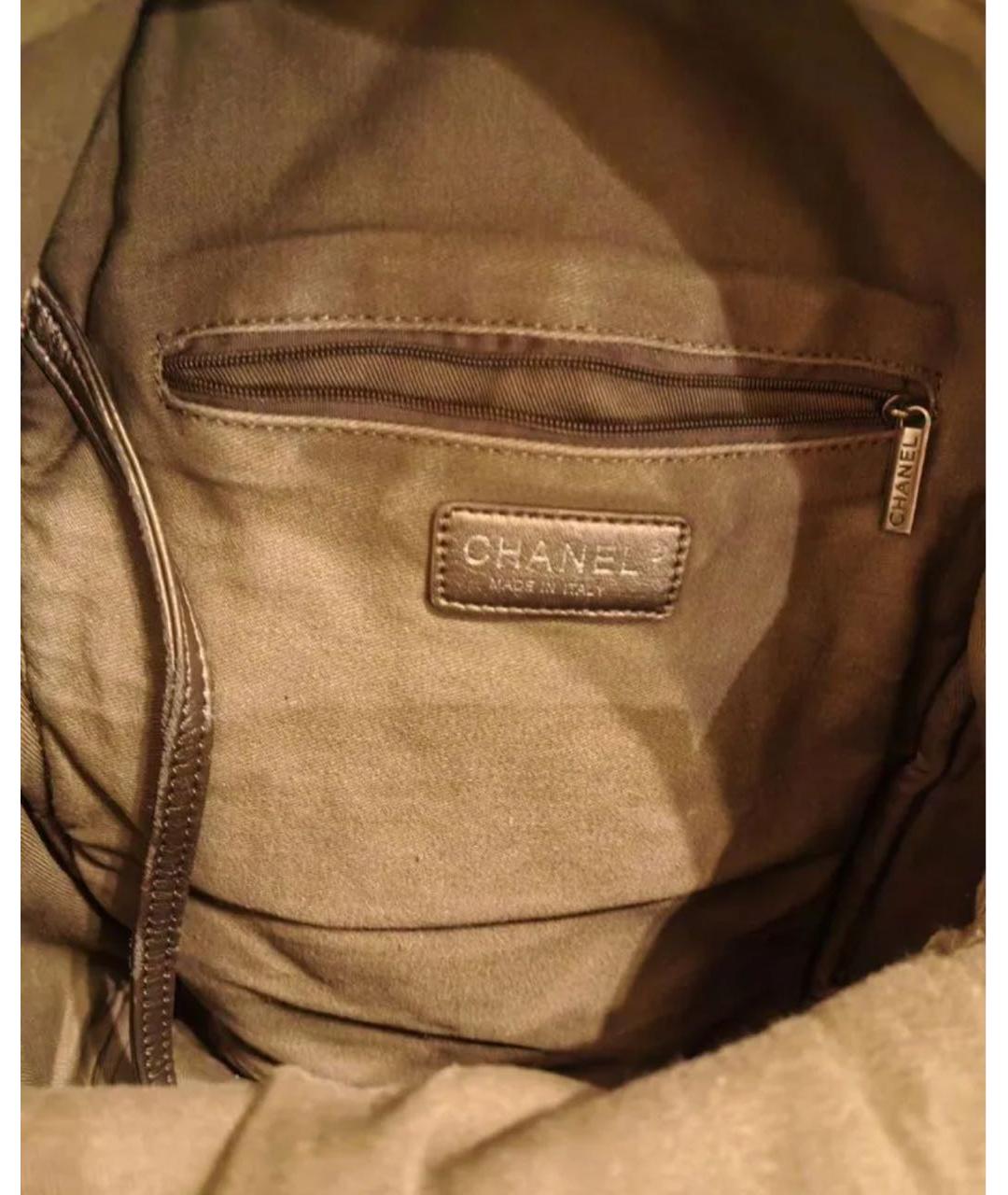 CHANEL Бежевый тканевый рюкзак, фото 4