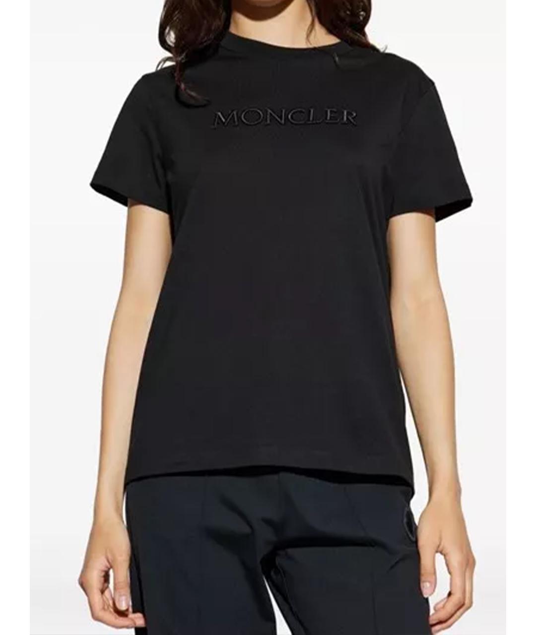 MONCLER Черная хлопковая футболка, фото 5