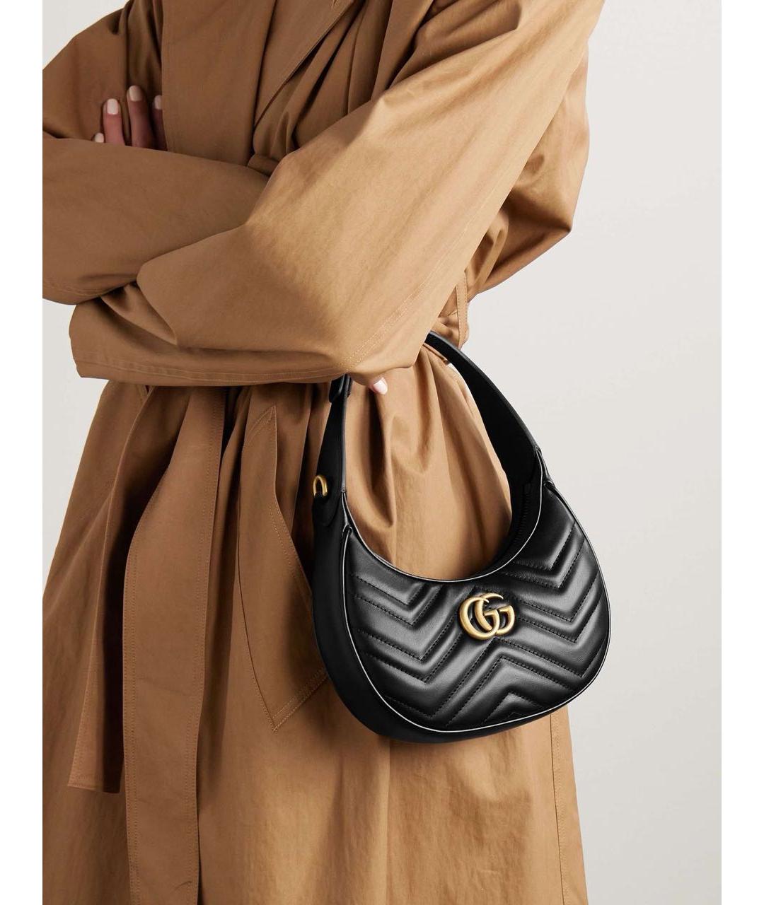 GUCCI Черная кожаная сумка через плечо, фото 5