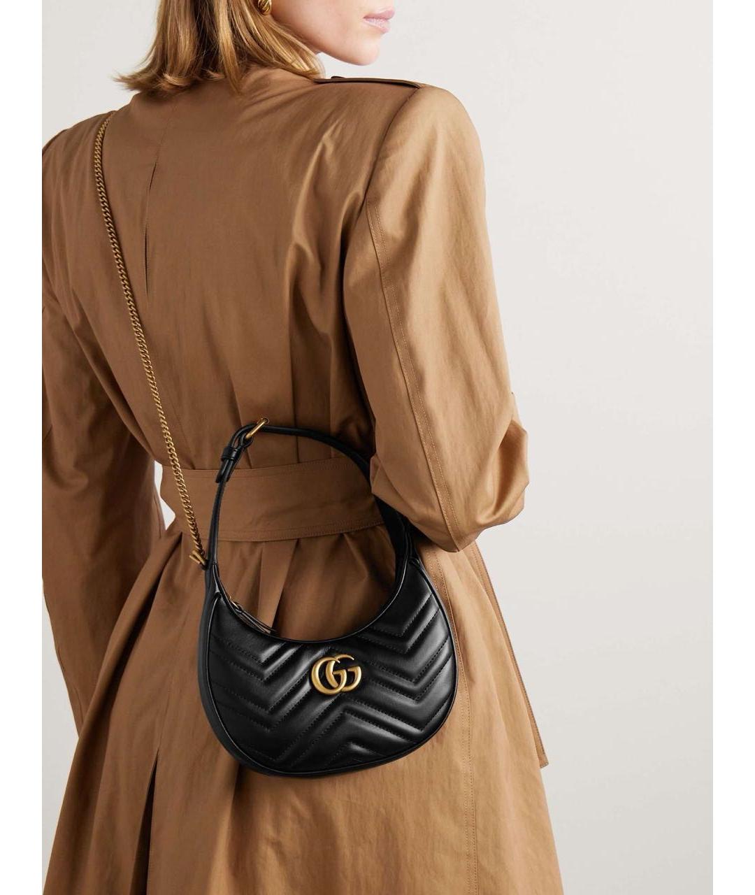 GUCCI Черная кожаная сумка через плечо, фото 6