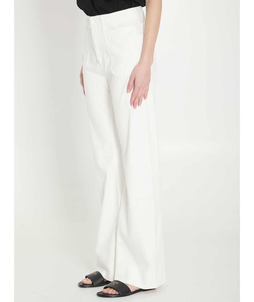 CELINE Белые хлопковые джинсы клеш, фото 2