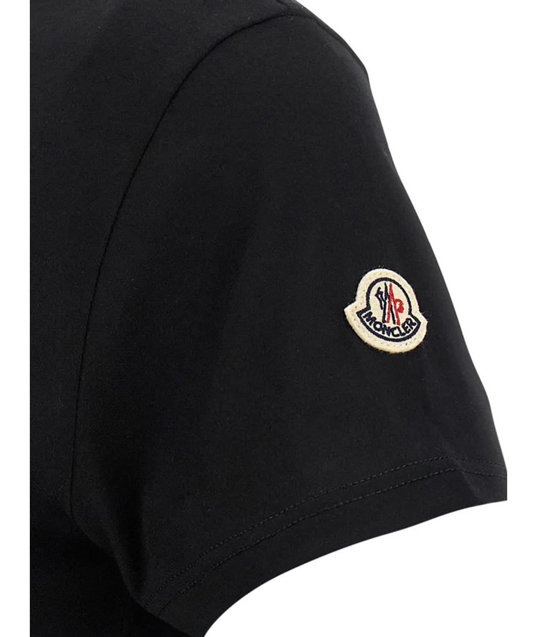 MONCLER Черная хлопковая футболка, фото 2