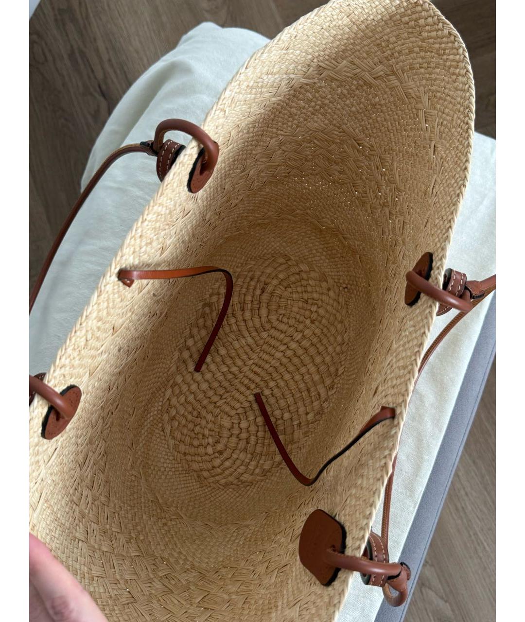 LOEWE Бежевая пелетеная пляжная сумка, фото 5